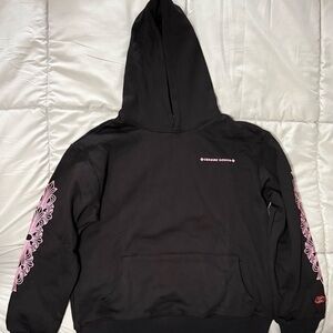 Chrome Hearts Black Hoodie with Pink Sleeve Design